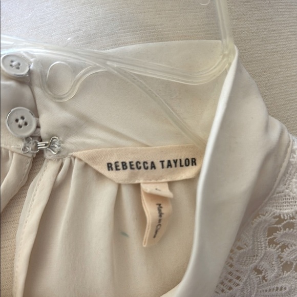 Beautiful Rebecca Taylor Silk Cream Lace Mandarin Collar Blouse EUC - Picture 3 of 9